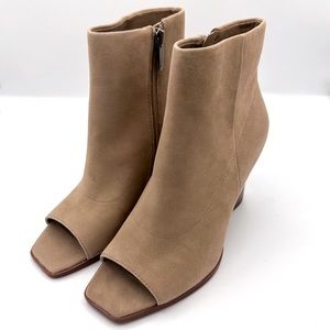 Vince Camuto Khaki Peep Toe Suede Leather Boots